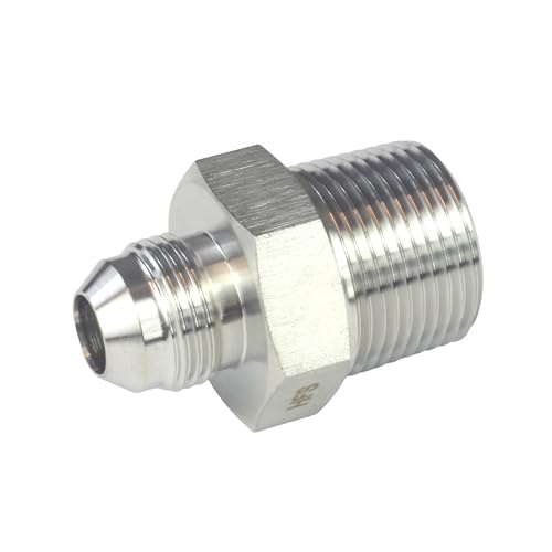 Image of HFS(R) 3 /4 inch NPT Male to 1 /2 inch JIC Male Adapter Flared Tube Fitting Pipe Connector Stainless Steel 304