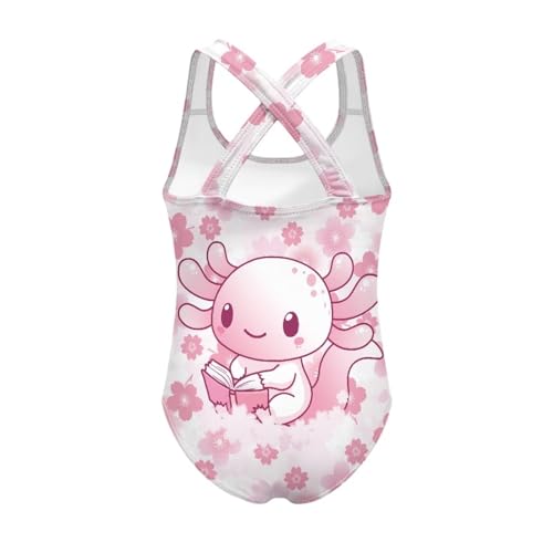 Image of Girls One Piece Swimsuits Axolotl Cross Back Swimwear Beach Summer Quick Dry Beach Bathing Suit
