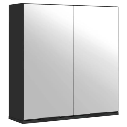 vidaXL Spiegelschrank, Badezimmerschrank mit Stauraum Spiegel, Wandschrank für Badezimmer, Badschrank Badspiegel, Schwarz Holzwerkstoff