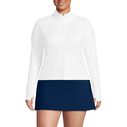Lands' End Women's Long Sleeve Rash Guard Cover-up UPF 50 Small White