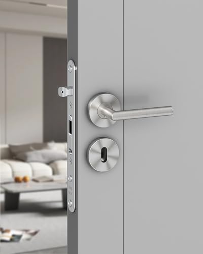 AwmnSrman Türgriffe Innentüren Türklinke Türgriff-Set Edelstahl Toilette Die Form von L BB-Buntbart Silber