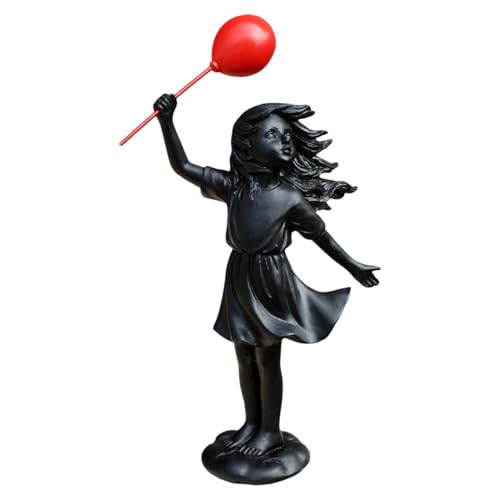 Wisylizv Estatuas de jardín para exteriores, estatuas de jardín para niñas para exteriores, realistas con globos, figura de resina resistente a la intemperie, decoración para jardín, parque, boda