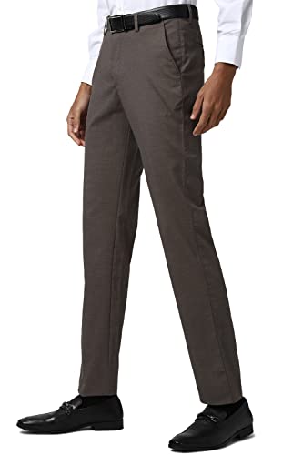Image of Peter England Men's Slim Fit Formal Trousers (PTF1021701833 Mediumbrown with brown 34W x 33L)