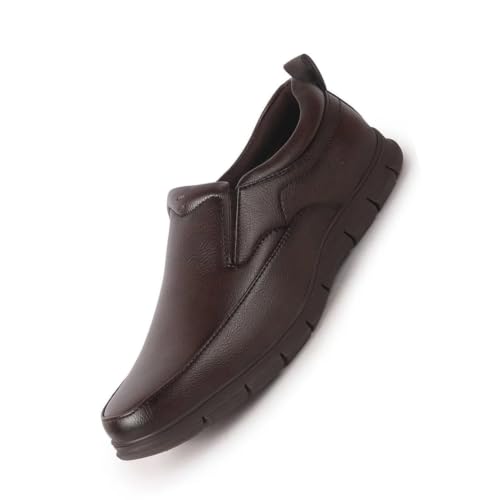 Image of FAUSTO Men Premium Finish Round Toe Formal Slip-On Shoes | Comfort Office Loafers with Memory Cushioned Insole | Broad Feet Ultra Lightweight Anti-Skid Sole