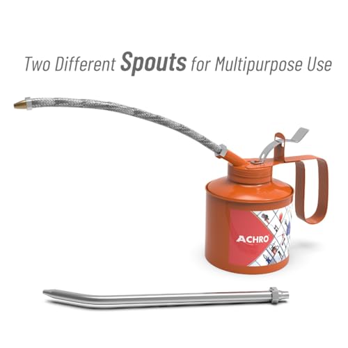 Image of ACHRO Oil Can 1 /2 Pint for Car and Bike, Lever Type Pump Body with 16 cm Nozzle (238ml, Fix And Flexible Spout).