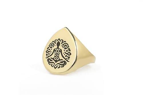 Bague bouddhisme gravée et ciselée avec soin en forme de poire élégante