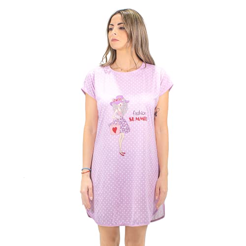 RAYPOW Camisón De Manga Corta para Mujer con Dibujo Alegre, Cómodo Y Refrescante, Ideal como Pijama para Dormir Cover