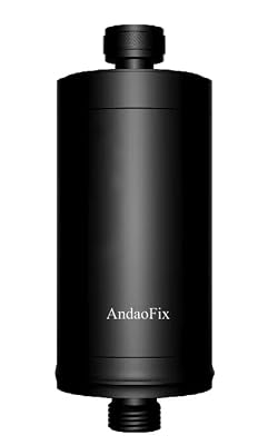 AndaoFix Metal Durable High Flow Shower Filter, 90% dechlorination effect, adsorbs heavy metals, balances the ph level of the water, relieves your skin from dryness, Matte Black Showerhead Filter