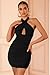 REORIA Women's Sexy Mini Dress Halter Sleeveless Backless Bodycon Criss Cross Ruched Short Dresses Party Night Club Outfits Black Onyx Large