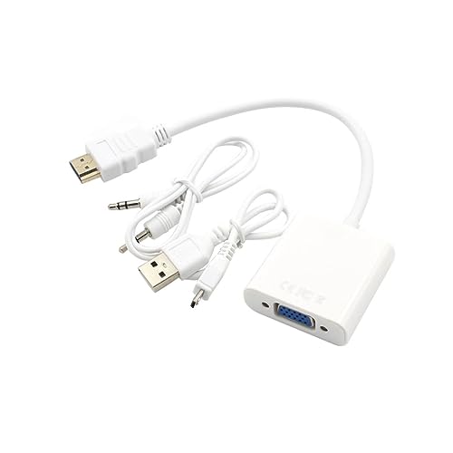 KOMBIUDA Vga-Adapter Zu Vga-konverter Mit Audio-Adapter Für Computer Laptop Tablet Unterstützt Ausgang Kompatibel Mit Vga-monitoren Weiß