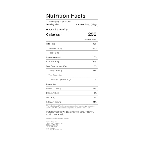 Drink Wholesome Vanilla Meal Replacement Powder | for Sensitive Stomachs | Gut Friendly | Additive & Dairy Free | No Artificial Sweeteners | No Bloating, Farts or Gas | No Constipation or Diarrhea