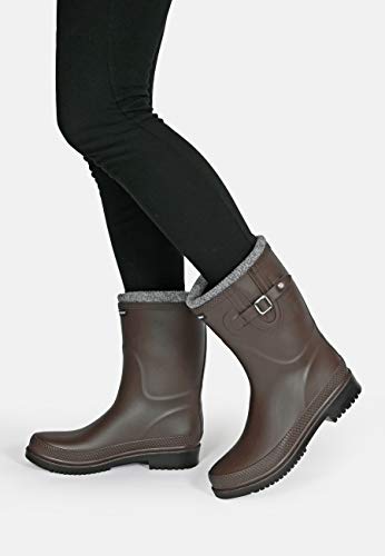 Regenliebe Damen Gummistiefel Pfütze-W warm gefüttert halbhoher Regenstiefel, Farbe:braun, Größe:38 EU