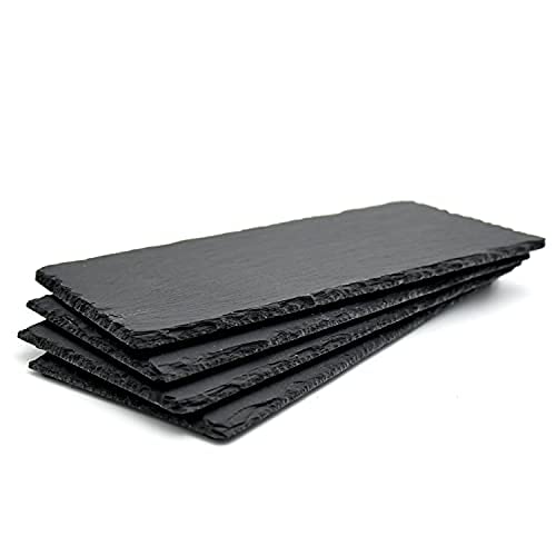 Slate Cheese Plate. 12 x 8" 4 Pack Black Slate Cheese Board Natural