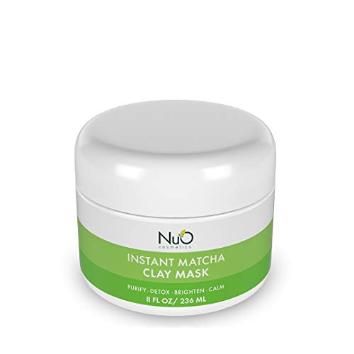 NuOrganic Instant Matcha and Bentonite Clay Mask for Men and Women | Reduce Blemishes, Pores, Blackheads, Wrinkles | Organic Ingredients, Green Tea, Hyaluronic Acid, Bentonite | 8 oz