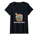 Photo Gallery donna buona vibes solo retro cartone animato bomba granata vintage maglietta con collo a v Photo Gallery donna buona vibes solo retro cartone animato bomba granata vintage maglietta con collo a v