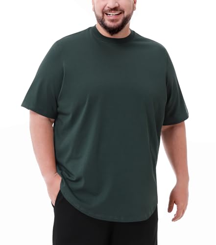Idtswch Mens Big and Tall T-Shirts Loose Fit Heavyweight Longline Tee(Regular&Longer Length)