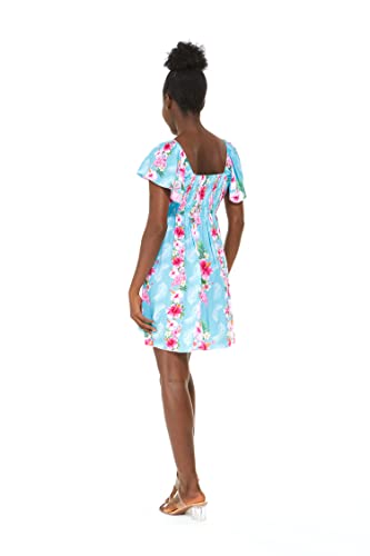 Image of Hawaii Hangover Family Matching Clothes, Pink Hibiscus Vine Turquoise | Family matching Hawaiian outfits, Pink Hibiscus Vine Turquoise, lightweight rayon, machine washable, tropical floral print