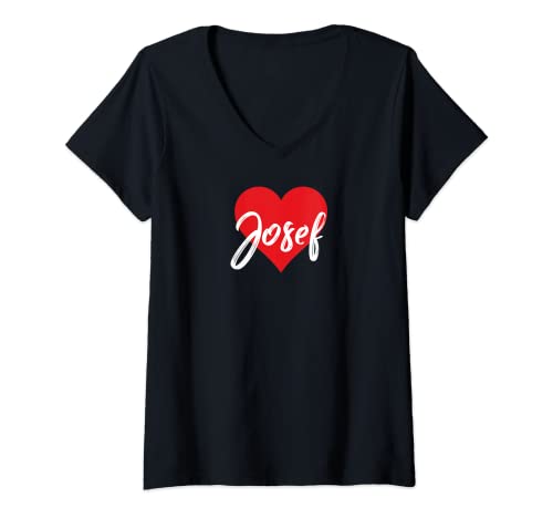 Womens Ich Liebe Josef Vorname Tshirt Liebe Herz V-Neck T-Shirt