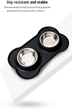 Lovegoo Dog Bowls Stainless Steel Dog Double Bowls with No-Spill and No-Skid Silicone Mat Dog Food and Water Bowl with Stand for Small and Medium Dogs Cats Puppy Pet