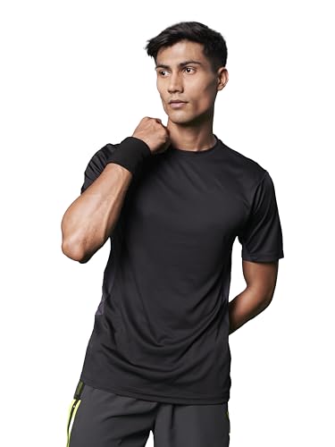 Image of FitMonkey Sports Breathable Crew Neck Dry Fit T Shirt | Regular Fit Cut & Sew T Shirt for Men |Sport T Shirt for Men |Quick Dry Technology with Moisture Control |Lightweight