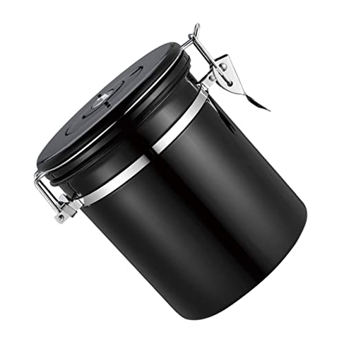 BESTonZON Contenitore Ermetico Acciaio Inossidabile Per Caffè e Tè Barattolo Di Stoccaggio Per Alimenti Con Chiusura Clic Colore Nero Per Conservare Tè Cialde e Cereali Secchi