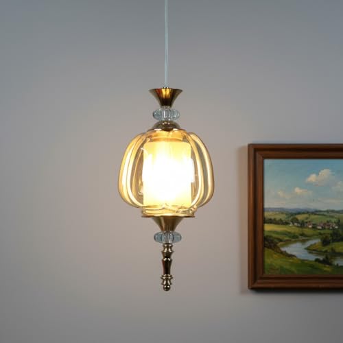 Image of ELIANTE Modern Glass Hanging Light for Living Room & Dining Area | Metal Ceiling Lamp with Elegant Glass Shade | 3 Years Warranty | Free Bulb (Belluno)