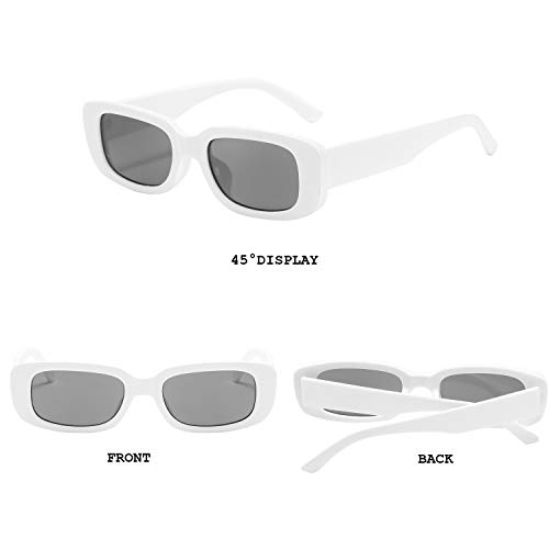 Image of BUTABY Rectangle Sunglasses for Women Retro Driving Glasses 90's Vintage Fashion Narrow Square Frame UV400 Protection