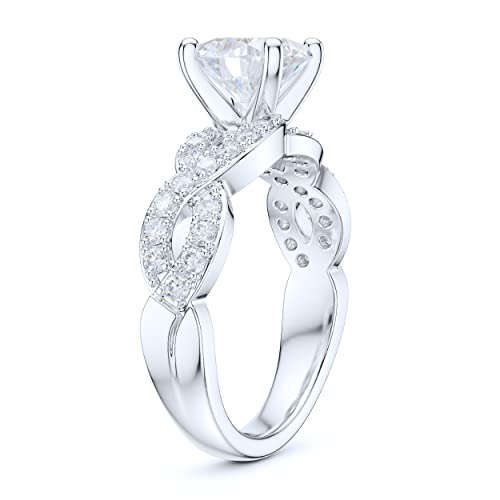 Sterling Silver Fancy Split Intersecting Infinity 1.5CT Simulated Round Diamond or Moissanite Promise Engagement Ring4