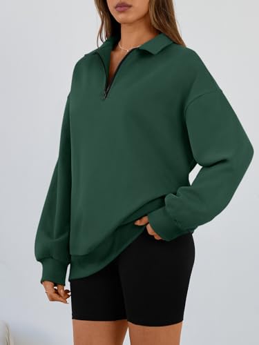 Image of Trendy Queen Women's Oversized Sweatshirts Half Quarter Zip Fleece Sweaters | Soft Cozy Zip Pullover, Comfort Warm Sweaters for Fall Winter, Fashion Mock Neck Outfits