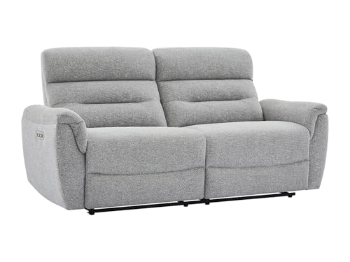 Vente-unique - Canapé 3 Places Relax électrique en Tissu texturé Gris BREVIO