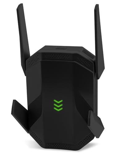 AX3000 WiFi 6 Extender, Dual Band WiFi Extender Signal Booster, Internet Booster with Gigabit Ethernet Port, Covers Up to 12,000sq.ft and 99 Devices, Faster Speed and Easy Setup, Black