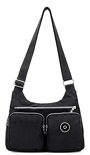 GFM® Bolso bandolera impermeable de nailon para mujer (S1-3121-KL-Negro) Cover