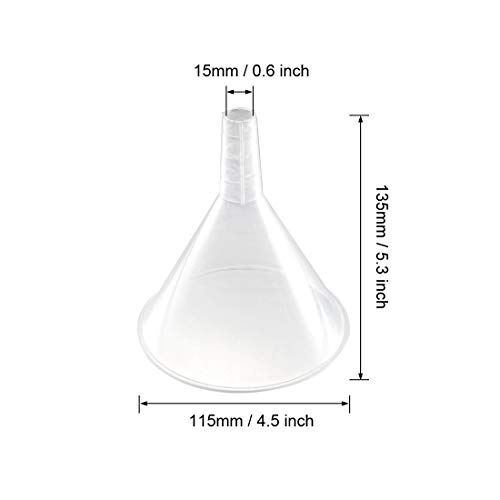 image for uxcell 6pcs Clear Plastic Funnels 4.5 Inch Dia. Mouth Transfer Filling