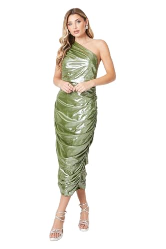Image of Debenhams Debut London by Coast Metallic Jersey One Shoulder Dress, 8, Olive
