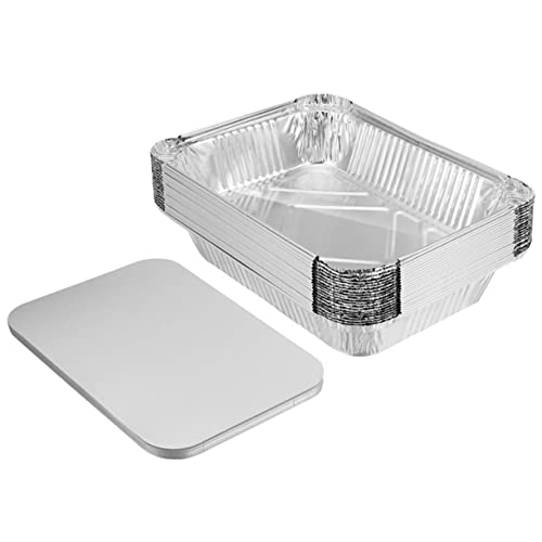 BEBEMOKO 20 Sets Disposable Foil Pans Bbq Food Boxes with Lids for Baking Roasting and Cooking for Parties and Picnics Capacity