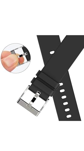Image of Reboot 20 mm Smart Watch Strap, Compatible with Apple, Noise, FireBolt, Pebble, Boat, Silicone, Black, 2mm x 19mm, Watch Band