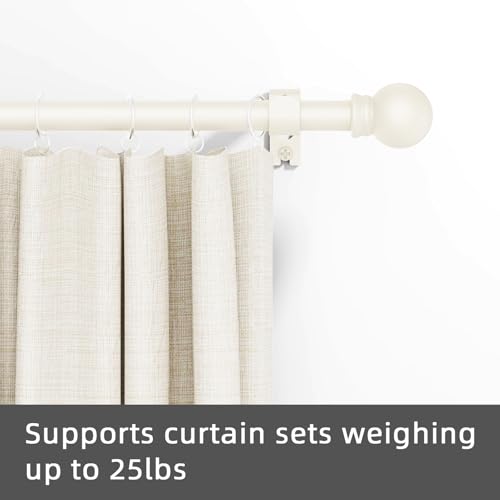 Image of GXOACKJ Curtain Rods for windows 28-78 inch, 5 /8 inch Decorative Ivory White Splicing Heavy Duty Metal Curtain Rod set with Brackets