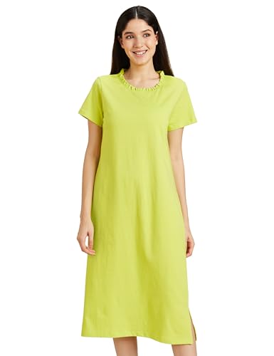 Image of Amazon Brand - Symbol Women Cotton Calf Length Regular Fit Nighty | Night Dress (Available in Plus Sizes)