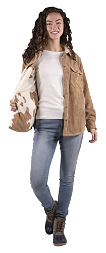 Simply Southern Reversible Brown Corduroy & Cow Print Fleece Shacket Jacket2