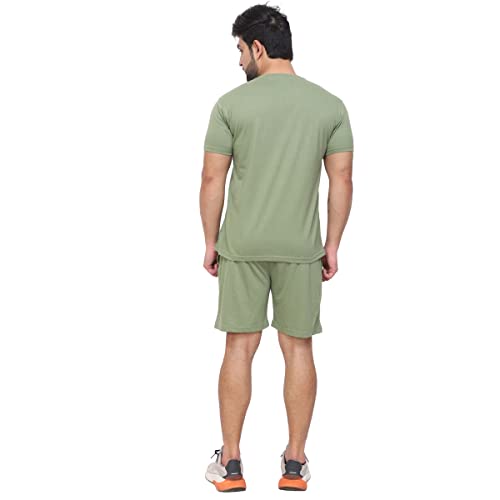 Image of D-GREEN Men's Basic Solid Cotton Round Neck Tracksuit for Athletics Jogging Gym and Sports
