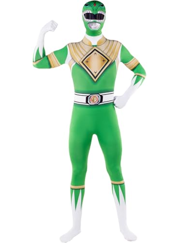 Funidelia Déguisement Power Ranger vert en seconde peau pour femme et homme, Licence Officielle, Taille L Films et Cinéma, Super héros - Costume pour Adultes pour les fêtes, le Carnaval et Halloween