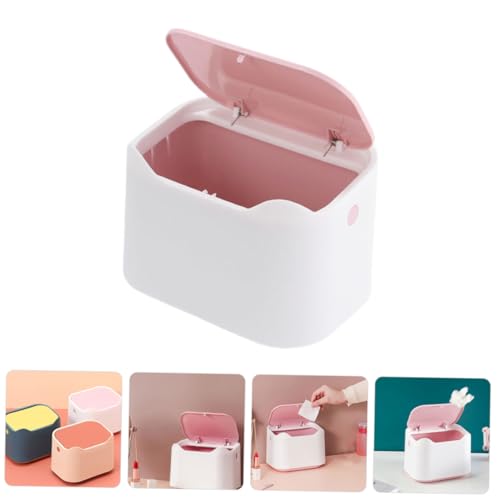 Mini caneca de basura rectangular con tapa para escritorio miniatura 4