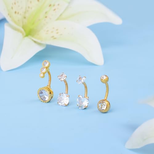 LEE&RO Belly Button Ring Dangle Stainless Steel Belly Rings 14G Belly Button Piercing Cute Navel Ring Belly Piercing Jewelry2