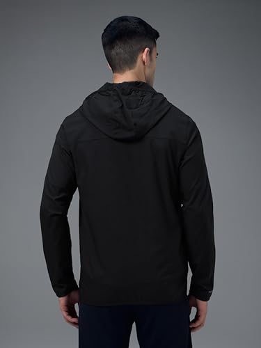 Image of TECHNOSPORT Men's Regular Fit Solid Hooded Neck Jacket With Ts Flexi, UPF50+ for Sports, Gym & Regular Use