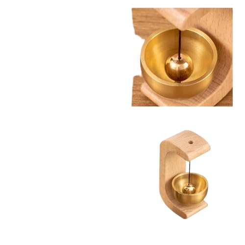 Shopkeeper Bell for Door, Wood and Solid Brass, Classic Design, Melodious Chime, 8.2 x 5 x 3 cm, Light-image-45