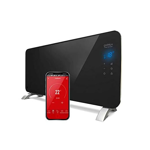 Gridinlux | Radiador Eléctrico Silencioso Programable | Control Móvil App y WiFi | 2 Potencias | Bajo Consumo | Apto para Baños | Homely WiFi Warm Black 2000W | Resistencia IP24