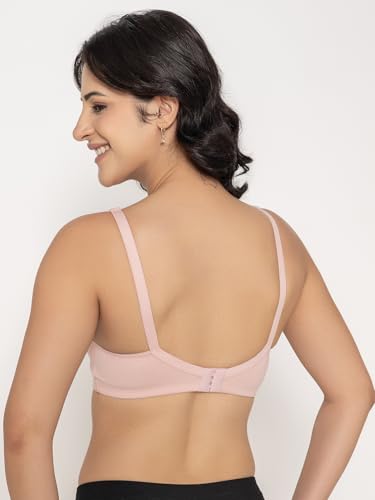 Image of INKURV Seamless Non-Padded Bra for Women | Non-Wired Cotton Full Coverage T-Shirt Bra | Thin Adjustable Straps | Double Layered Cups | Anti Sag Lift Up Support | Luna Combo of 2