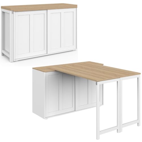 IDMarket – Aparador extensible mesa de comedor giratoria y plegable