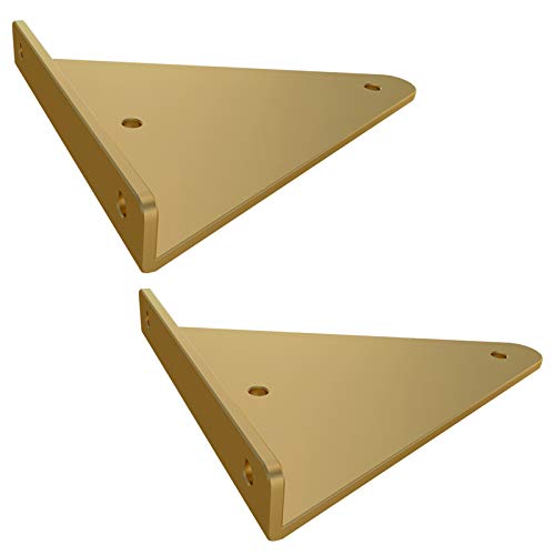 Support D'étagère Triangulaire pour Étagères Flottantes,Équerre Étagère Doré 2pcs Support De Rangement en Métal,Équerre pour Étagère Mural en Fer,pour Décoratives(17cm*13cm) Cover