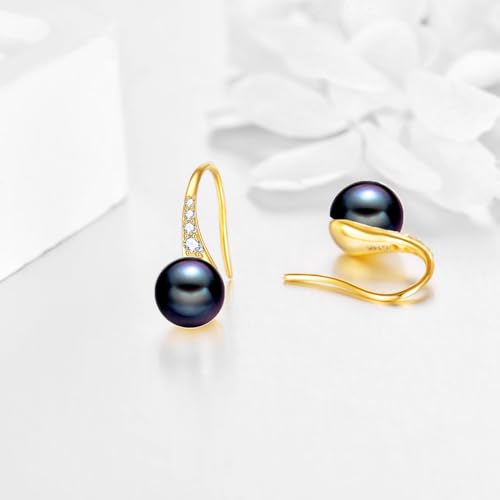 14K Gold Freshwater Pearl Earrings Solid Gold Dangle Drop 8 MM Pearl Earrings Jewelry Gifts for Women (drop)4